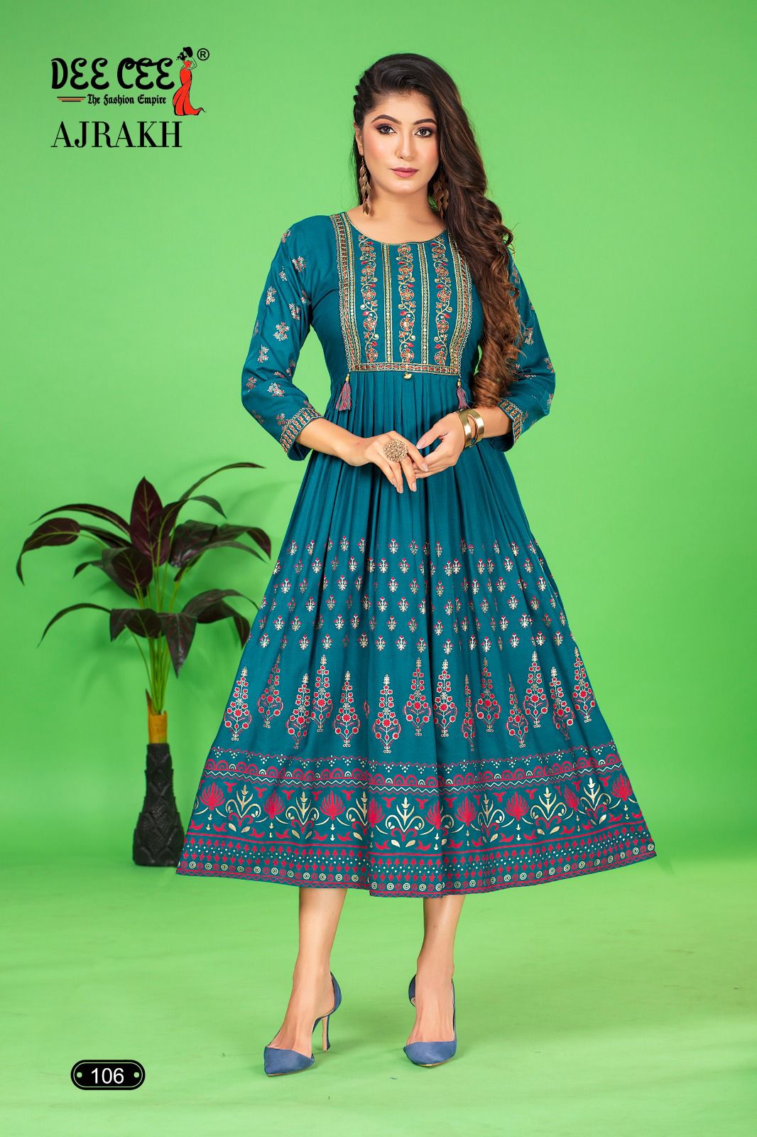 Ajrakh By Dee Cee Rayon Printed Designer Long Kurtis Wholesale Price In Surat
